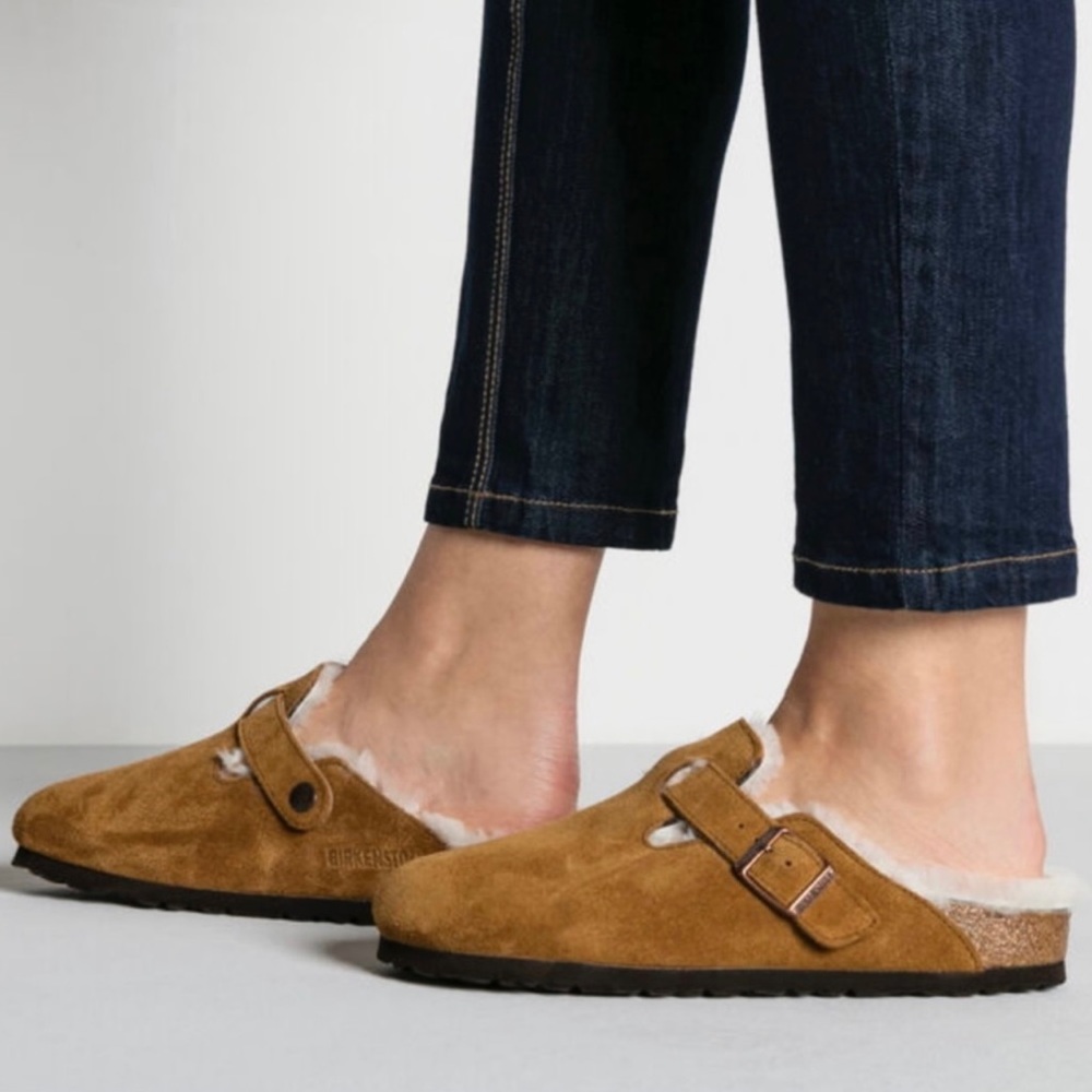 Birkenstock Boston Shearling Suede Leather, Size 40 Regular Fit